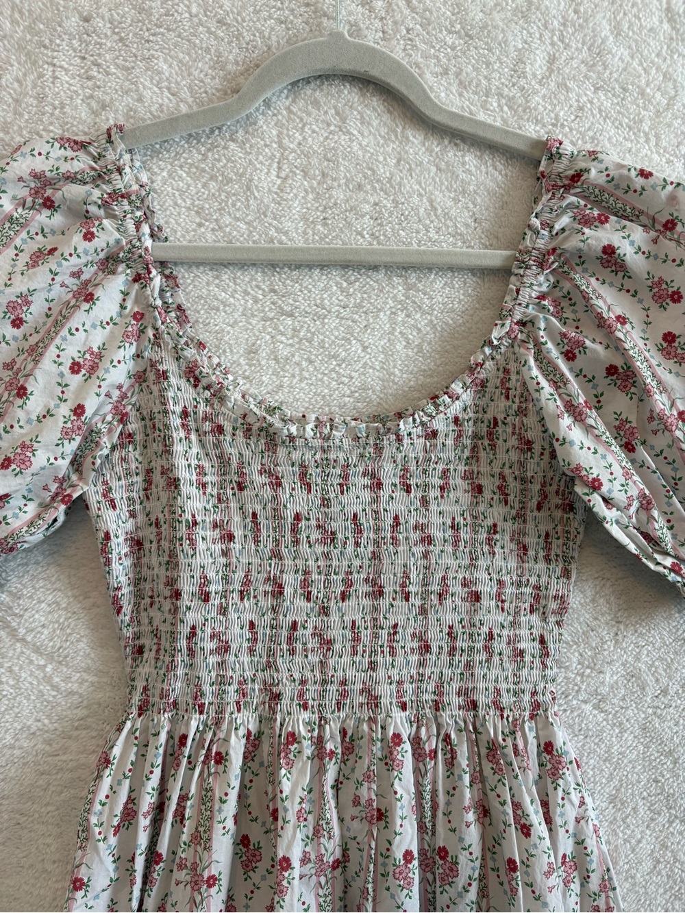 Hill House Louisa Nap Midi Dress Pink Vine Stripe Size Medium - Picture 3 of 11